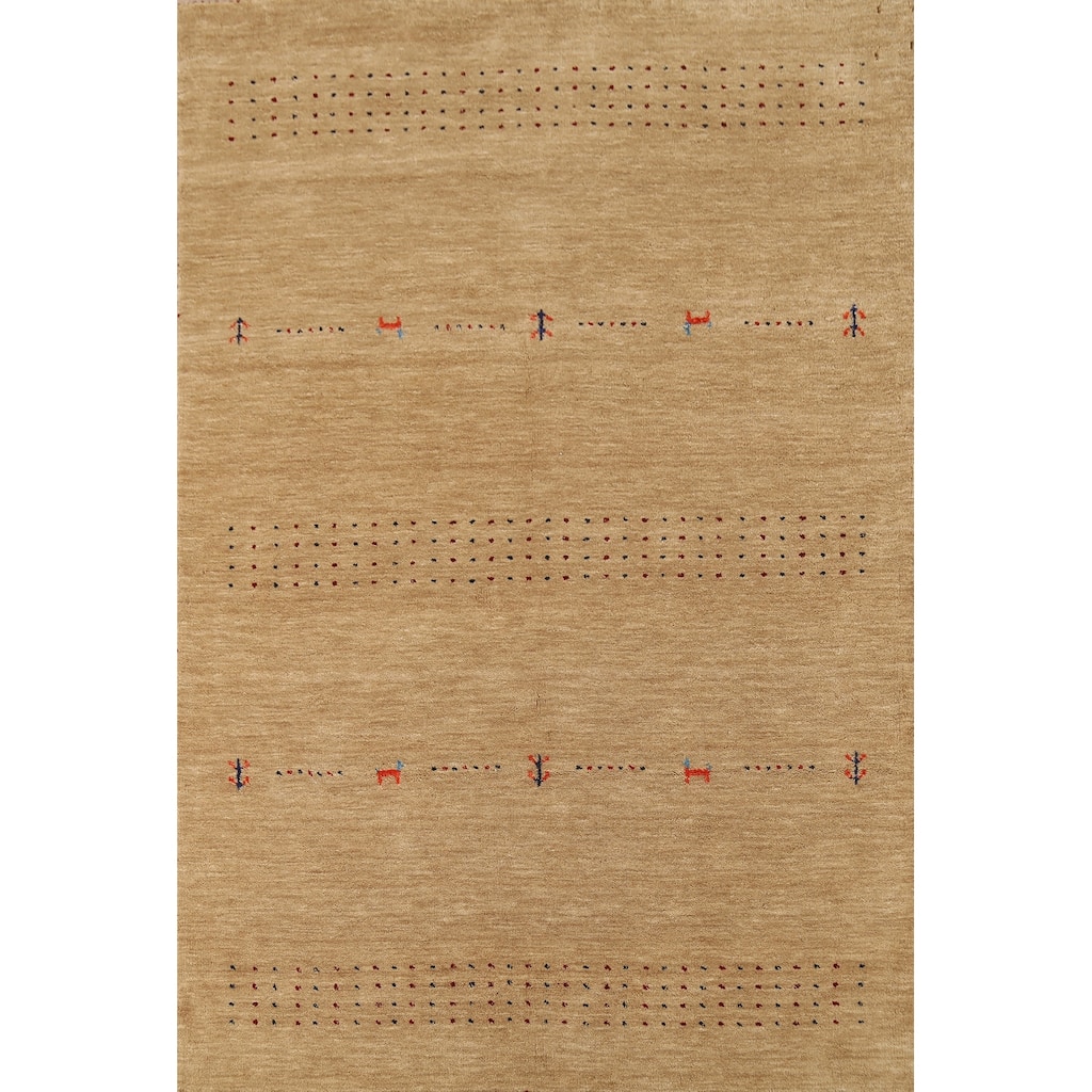 Little Animals Design Gabbeh Area Rug Hand-Knotted Wool Carpet - 4'9"x 6'5"