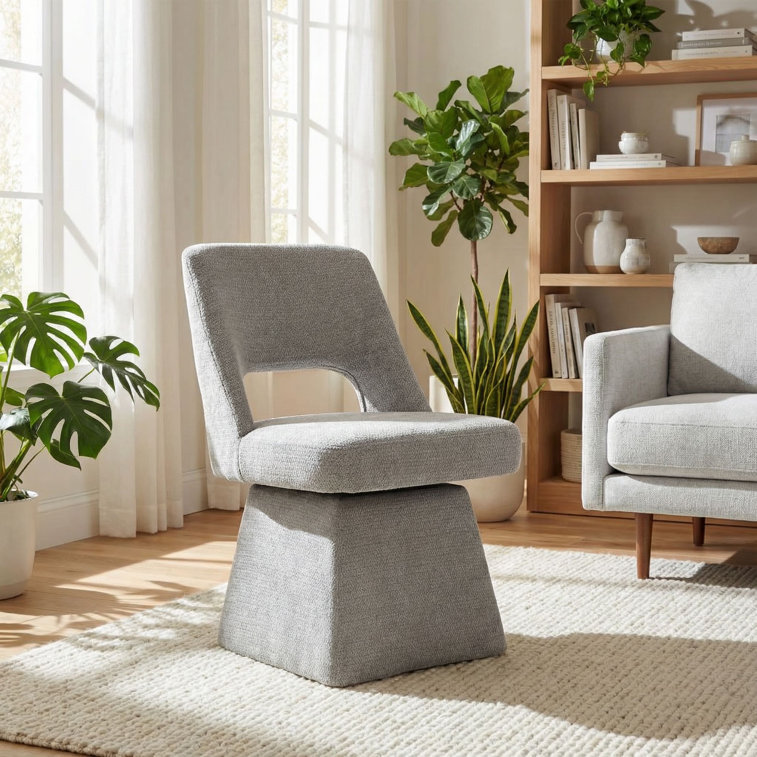 Upholstered Swivel Dining Chairs Accent Arm Chair for Dining Room, Living Room, Bedroom