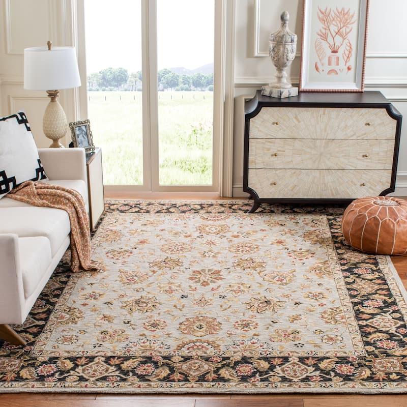 SAFAVIEH, Handmade Chelsea Maialen French Country Wool Rug - 8' x 10' - Light Blue/Black