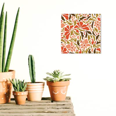 Wynwood Studio Canvas Abstract Florece Pattern Orange and Modern & Contemporary Wall Art Canvas Print