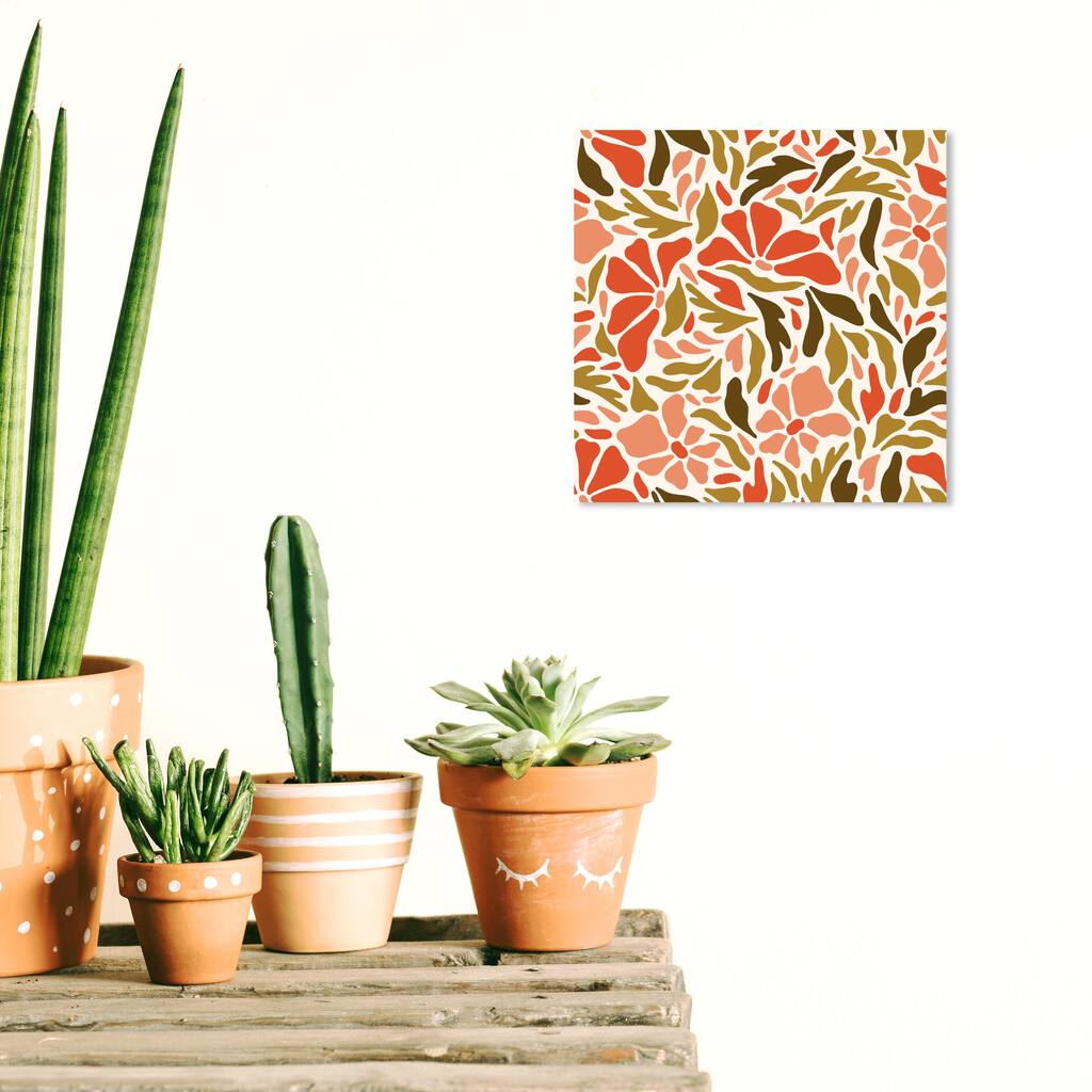 Wynwood Studio Canvas Abstract Florece Pattern Orange and Modern & Contemporary Wall Art Canvas Print