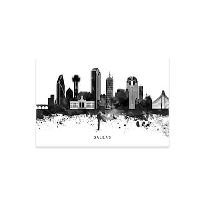 Dallas Skyline Black & White Print On Acrylic Glass by WallDecorAddict