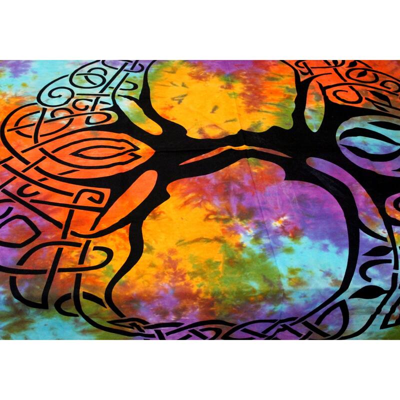 Cotton Celtic Tree of life Tablecloth Rectangle with Fringes