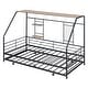 preview thumbnail 17 of 68, Metal House Bed Frame with Trundle Bed & 3 Shelves for Kids Gilrs Boys, No Box Spring Needed
