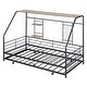 preview thumbnail 25 of 38, Metal Twin Size House Bed with Trundle and Built-in Shelf and Grid