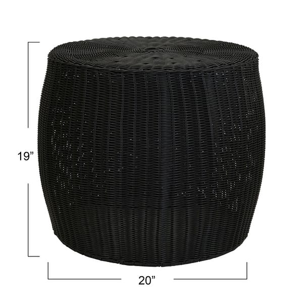 dimension image slide 1 of 2, Household Essentials Handwoven Resin Barrel Side Table Storage Container