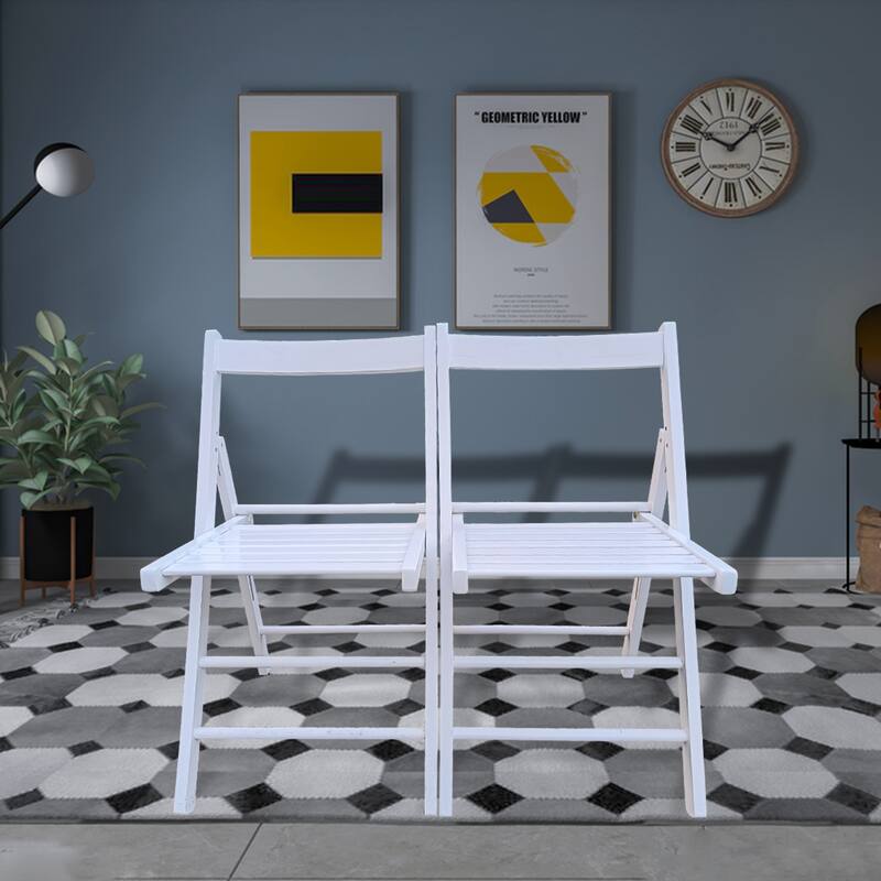 Set of 2 Outdoor Foldable Chairs - White