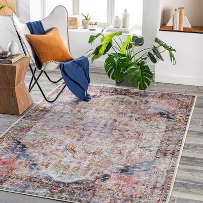 Livabliss Arie Traditional Medallion Machine Washable Area Rug