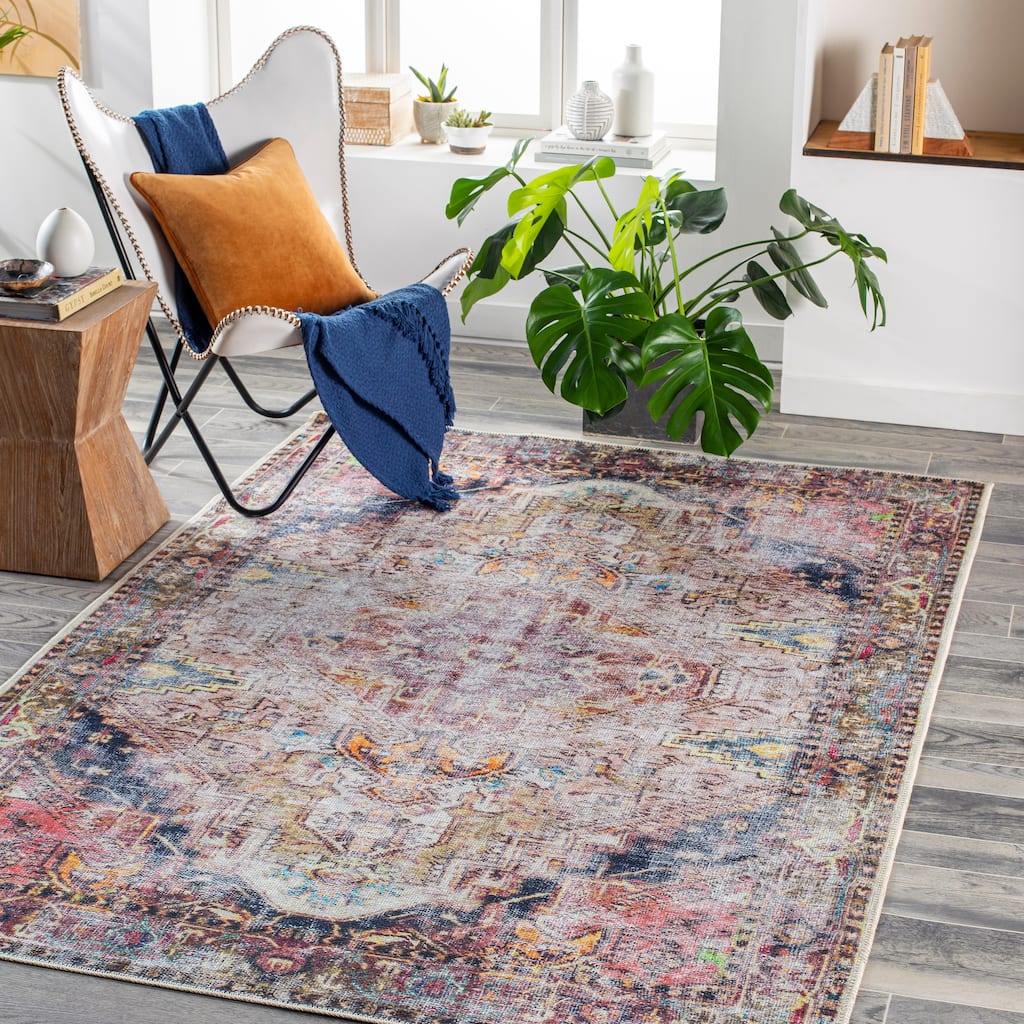 Livabliss Arie Traditional Medallion Machine Washable Area Rug