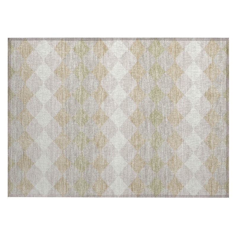 Machine Washable Indoor/ Outdoor Modern Mosaic Chantille Rug