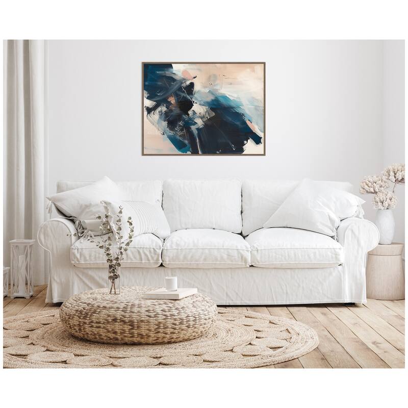 Kate and Laurel Sylvie Deep Blue Momentum II Framed Canvas by Amy Lighthall