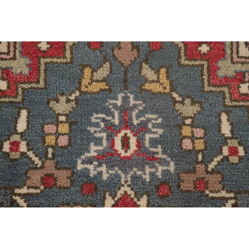 Geometric Heriz-Serapi Oriental Foyer Rug Hand-Knotted Wool Carpet - 3'10" x 5'9"