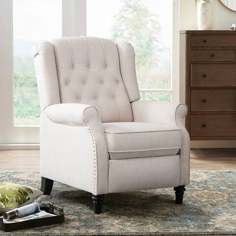 Pushback Recliner Chair, Tufted Armchair with Padded Seat, Backrest,Nailhead Trim