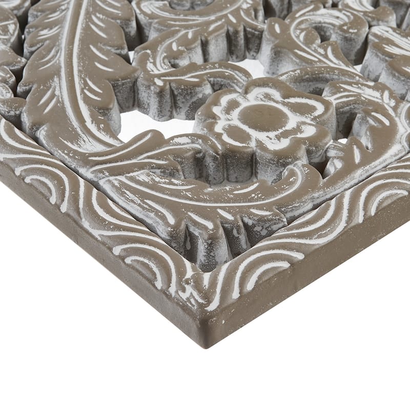 Madison Park Botanical Distressed Carved Wood Wall Decor (Set of 2)