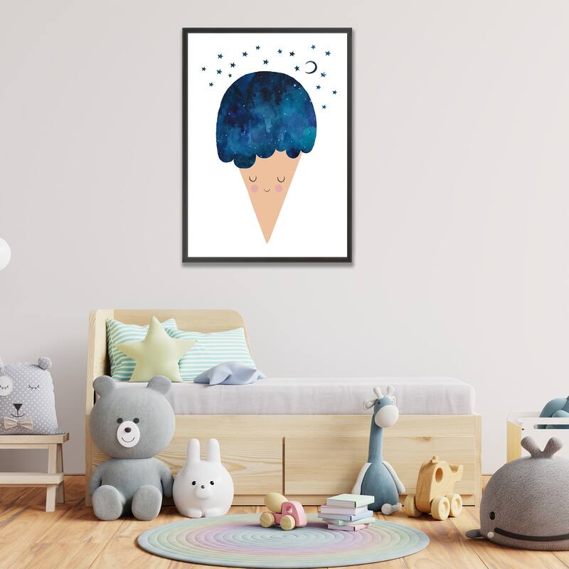 Kids Framed Art Print Sleep Well by Treechild - Multi-Color