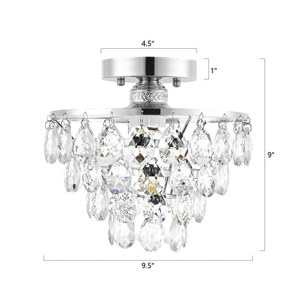 dimension image slide 0 of 2, WINGBO Small Crystal Ceiling Light Fixture Mini Semi Flush Mount...