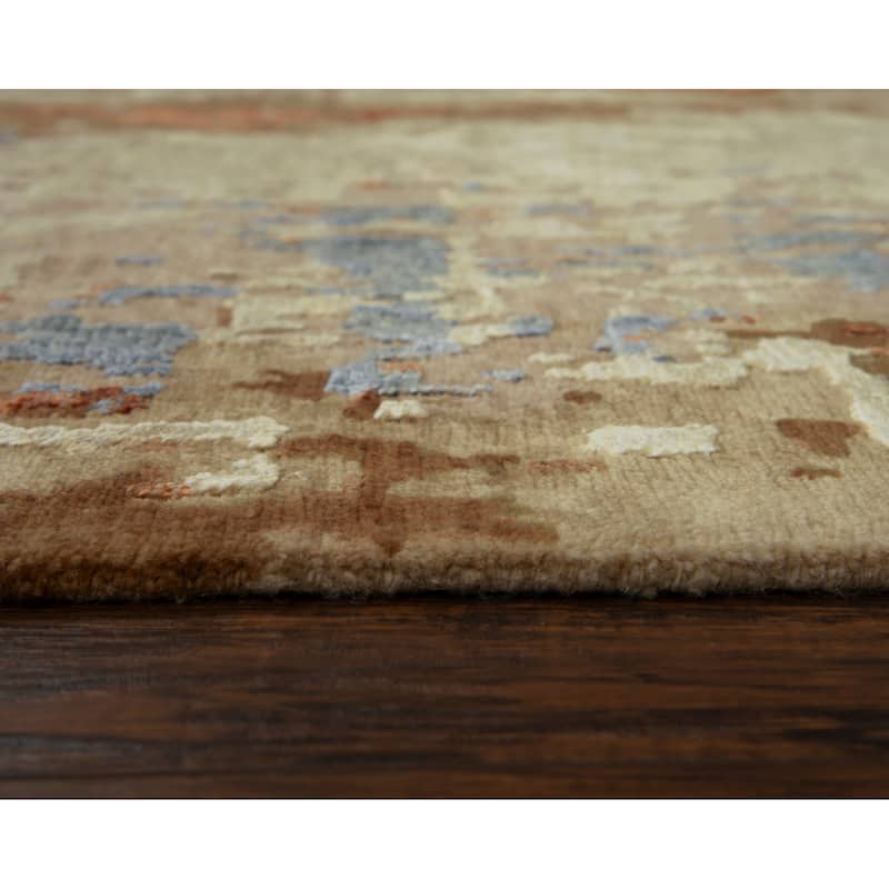 Alora Decor Noble Beige Abstract Hand-knotted Wool Blend Rug