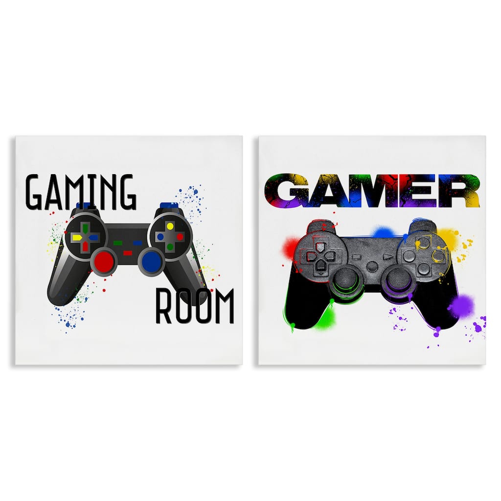 Stupell Retro Gaming Room Control Canvas Wall Art Design By Kim Allen, Marcus Prime (Set of 2)