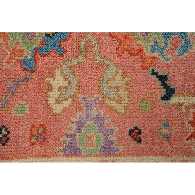 Pink Oushak Indian Runner Rug Handmade Wool Carpet - 2'7"x 7'9"