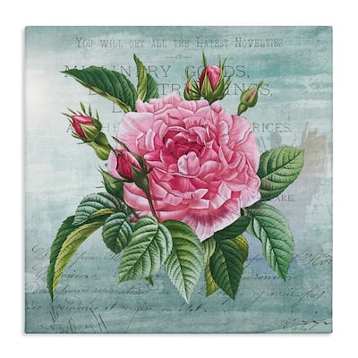 Stupell Pink Dahlia over Rustic Canvas Wall Art Design By Susan Arnot