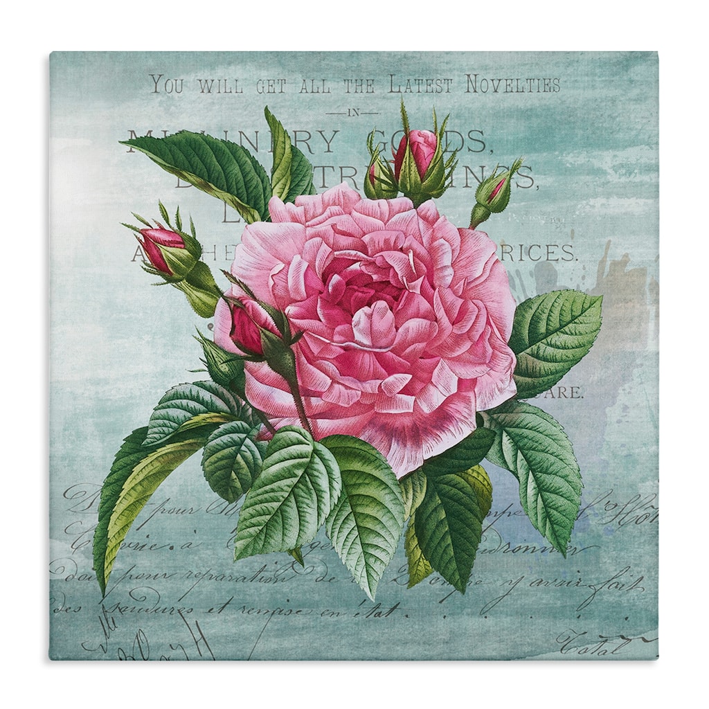 Stupell Pink Dahlia over Rustic Canvas Wall Art Design By Susan Arnot