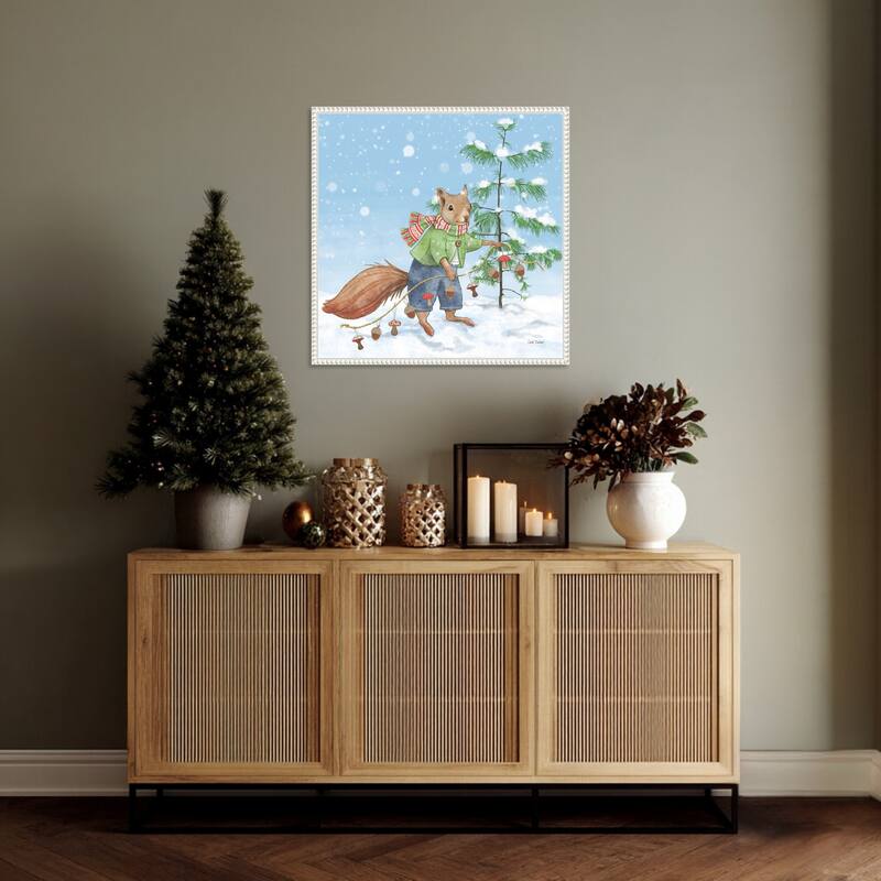Festive Friends III by Leslie Trimbach (22 x 22 in.), Framed Canvas Wall Art Print - Sylvie Beaded White