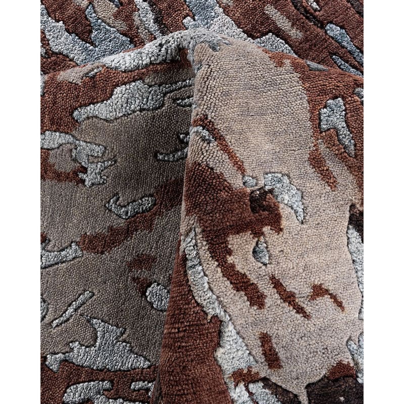Ikat One-of-a-Kind Hand-Knotted Area Rug - Brown, 9' 2" x 12' 0" - 9' 2" x 12' 0"