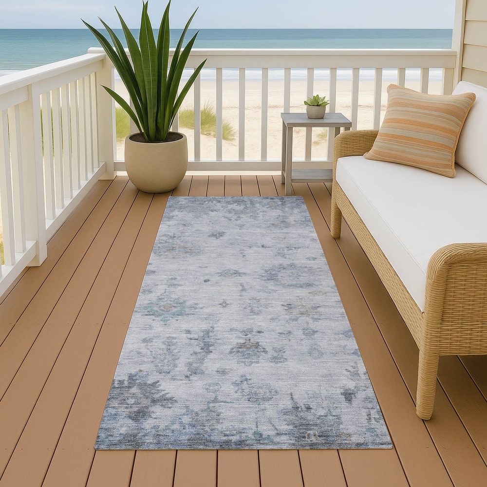 Machine Washable Indoor/ Outdoor Vintage Traditional Chantille Rug