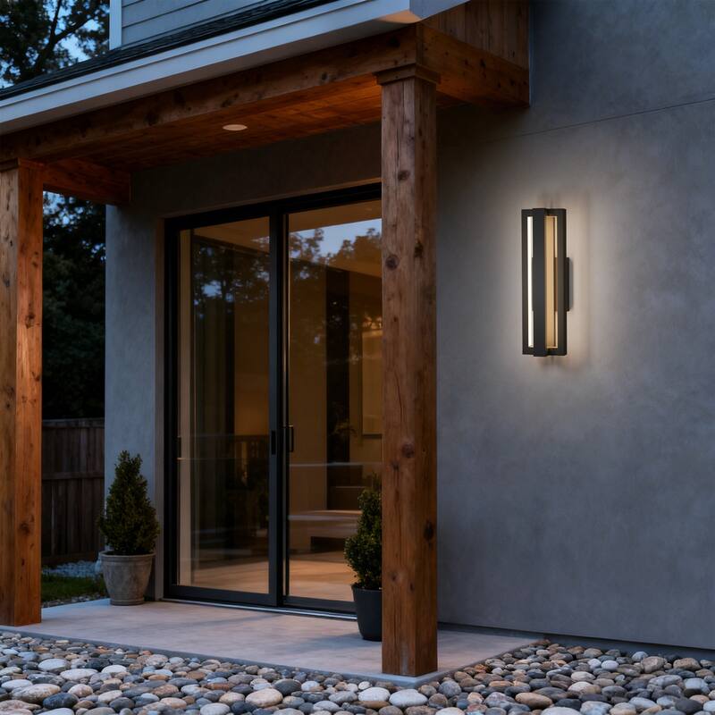 LamQee Integrated Matte Black Aluminum LED Outdoor Wall Sconce 15inch - 1-Pack/15inch