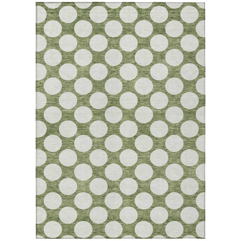 Machine Washable Indoor/ Outdoor Chantille Modern Dots Rug