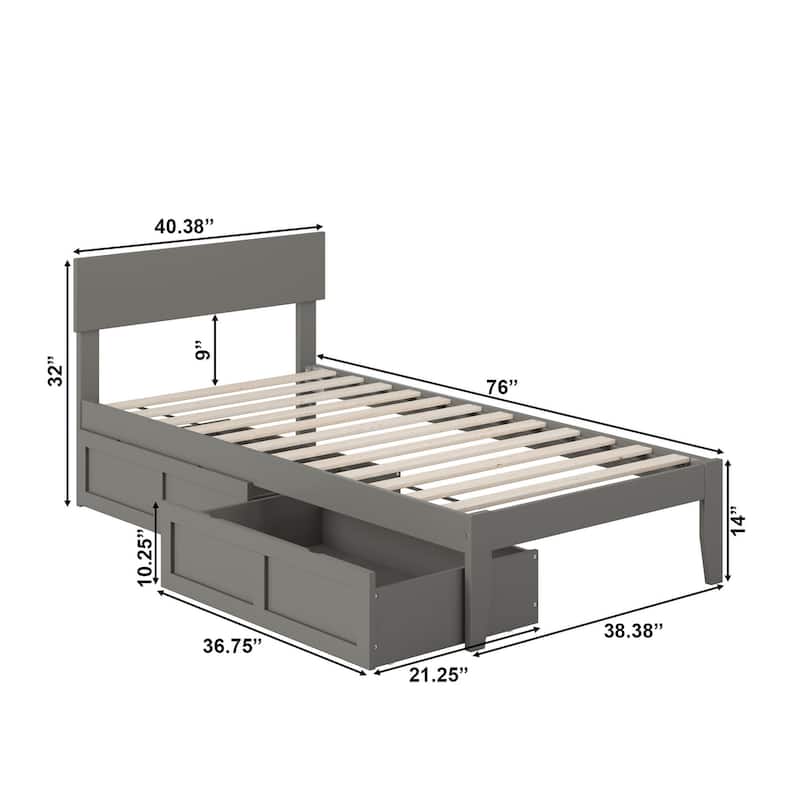 AFI Boston Platform Bed with Storage Drawers