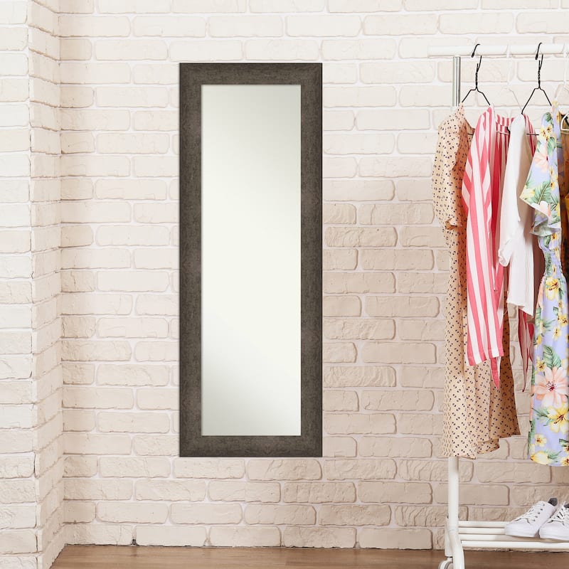 Dappled Non-Beveled Wood Framed Full-Length On the Door Mirror - Glass Size 14x48