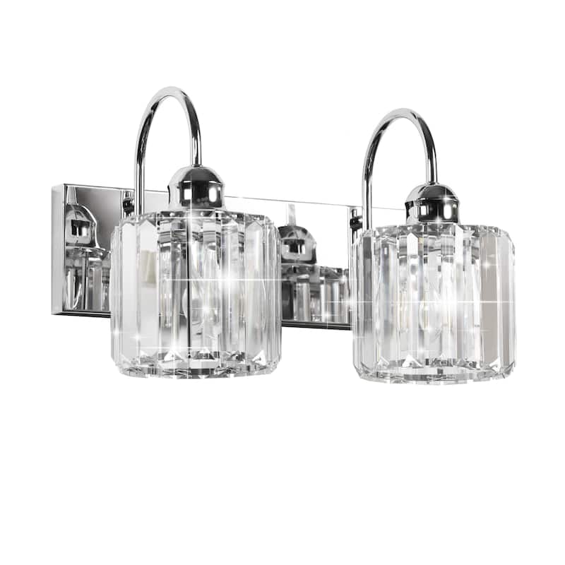ExBrite Modern Silver Dimmable Bathroom Vanity Light - 2-Lights