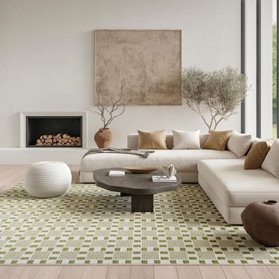 Nourison Nordic Indoor only Green Geometric Area Rug