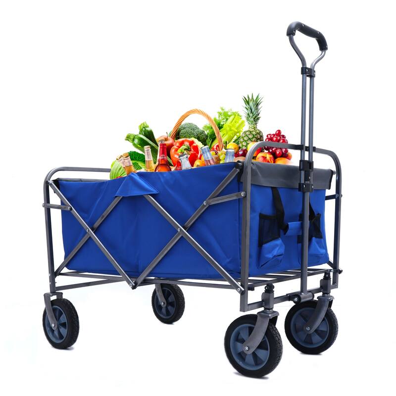 Collapsible Outdoor Wagon - 150 lb Load, Durable 600D Fabric, Easy Setup, Ideal for Sports, Groceries, and Park Trips - Steel
