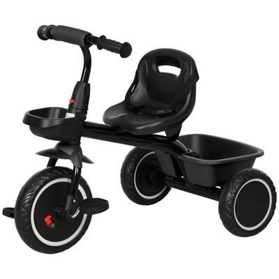 Black 3-Wheel Adjustable Seat Toddler Tricycle with Mudguard Front and Rear Fun Ride for Toddlers - 31.5" L x 19" W x 24.75" H