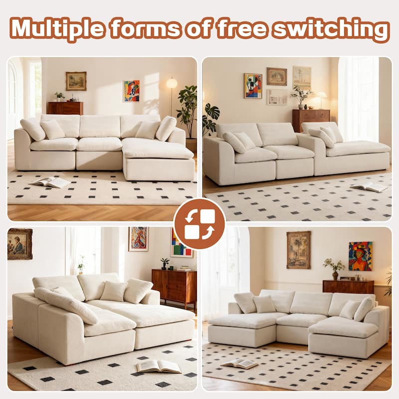 Modern L-Shaped Sectional Sofa with Chaise Lounge,Modern Minimalist Style Corduroy Couch