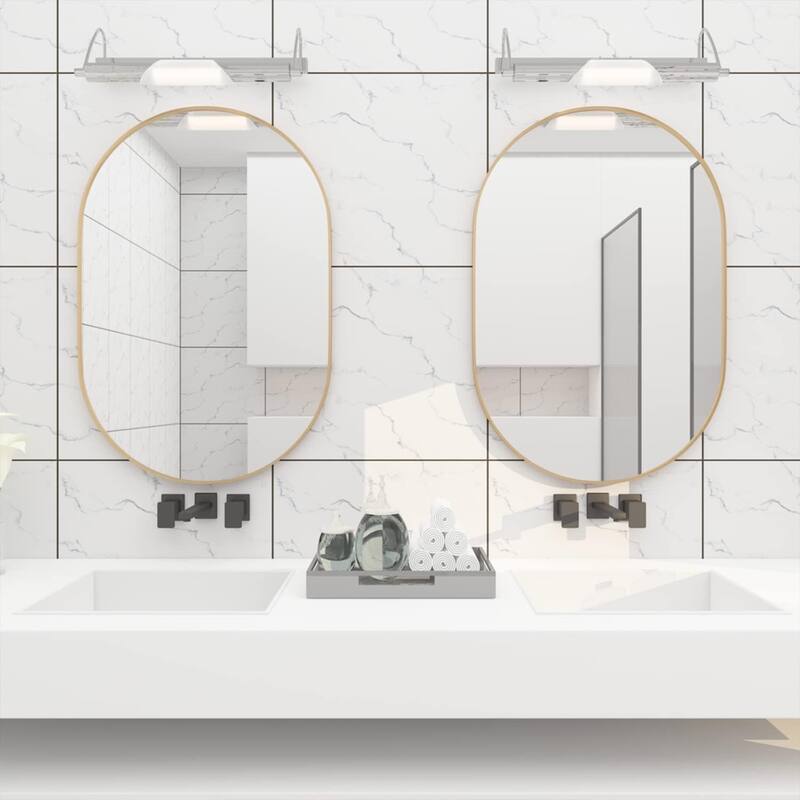 GDFStudio - Forma Soft Contour Oval Metal Bathroom Vanity Wall Mirror with Elegant Silhouette & Easy Wall Mount