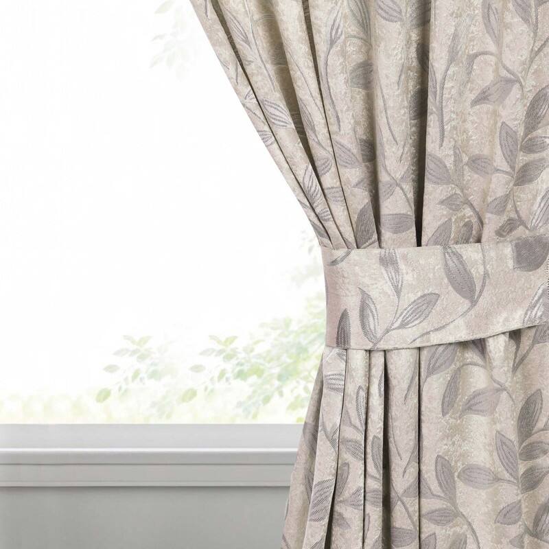 Superior Leaves Machine Washable Room Darkening Grommet With Ties Blackout Curtains, Set of 2