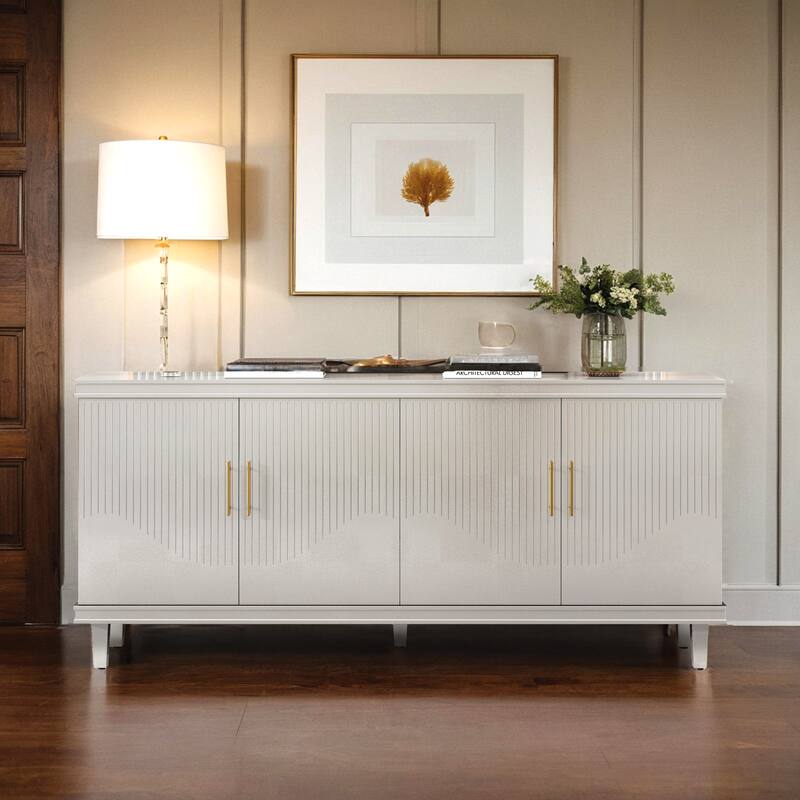70.07''Large 4-Door Cabinet, Modern Storage Cabinet Sideboard with Adjustable Shelves, Wood Accent Cabinet Buffet Cabinet