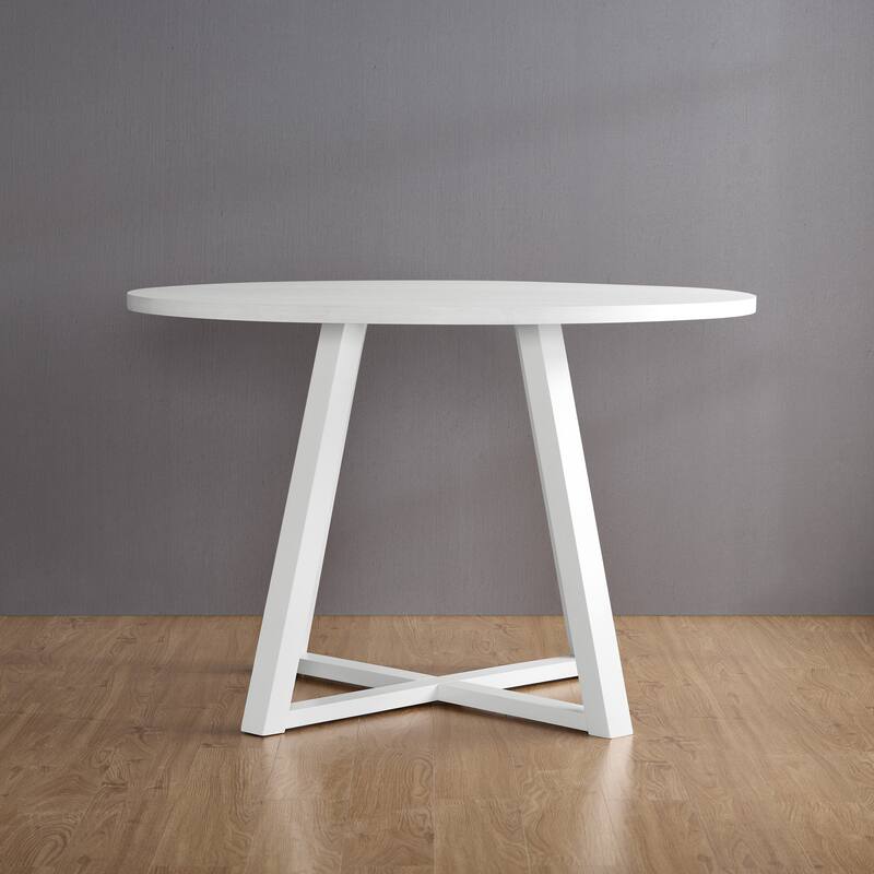 Modern Dining Set with Round Table & Faux Leather Chairs
