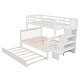 preview thumbnail 16 of 32, Stairway Twin Over Full Bunk Bed with Guardrail & Storage, Wood Bed Frame with Twin Trundle for Kids Teens Adults, Bedroom Dorm
