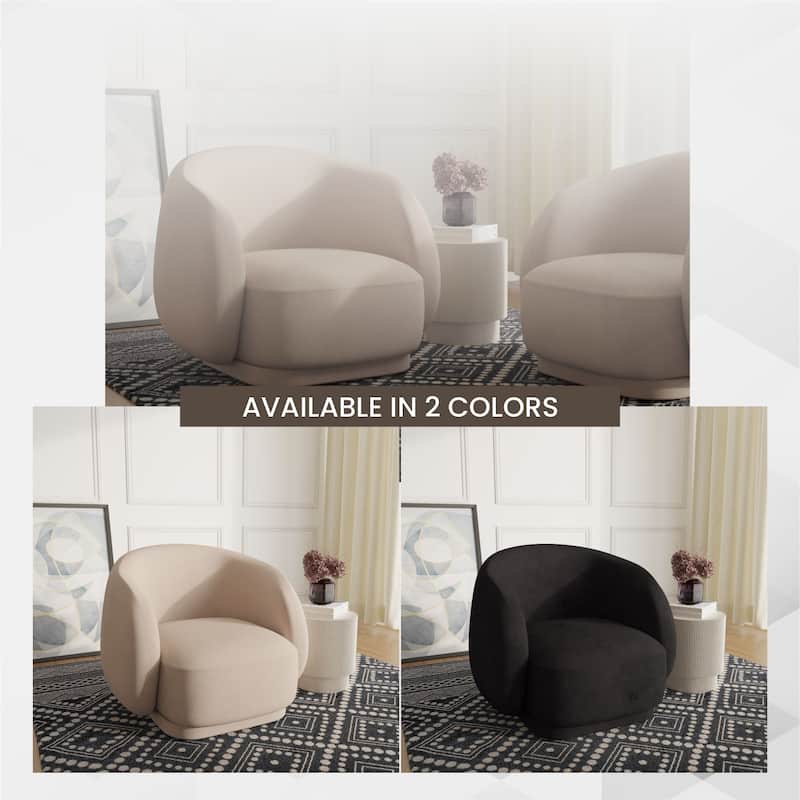 Faze Mid-Century Velvet Barrel Accent Chair with Solid Wood Frame, Plush Foam Cushion, No Assembly Required