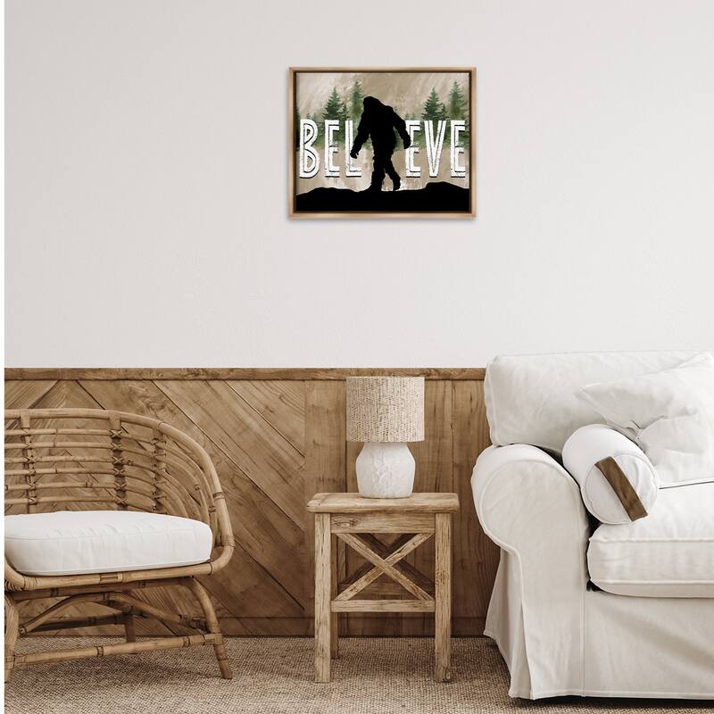 Stupell Believe Rustic Mythical Creature Framed Floater Canvas Wall Art Design By Nicole DeCamp