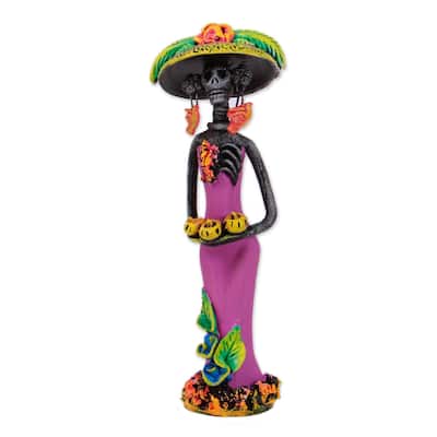 Ceramic statuette, 'Strolling Catrina'