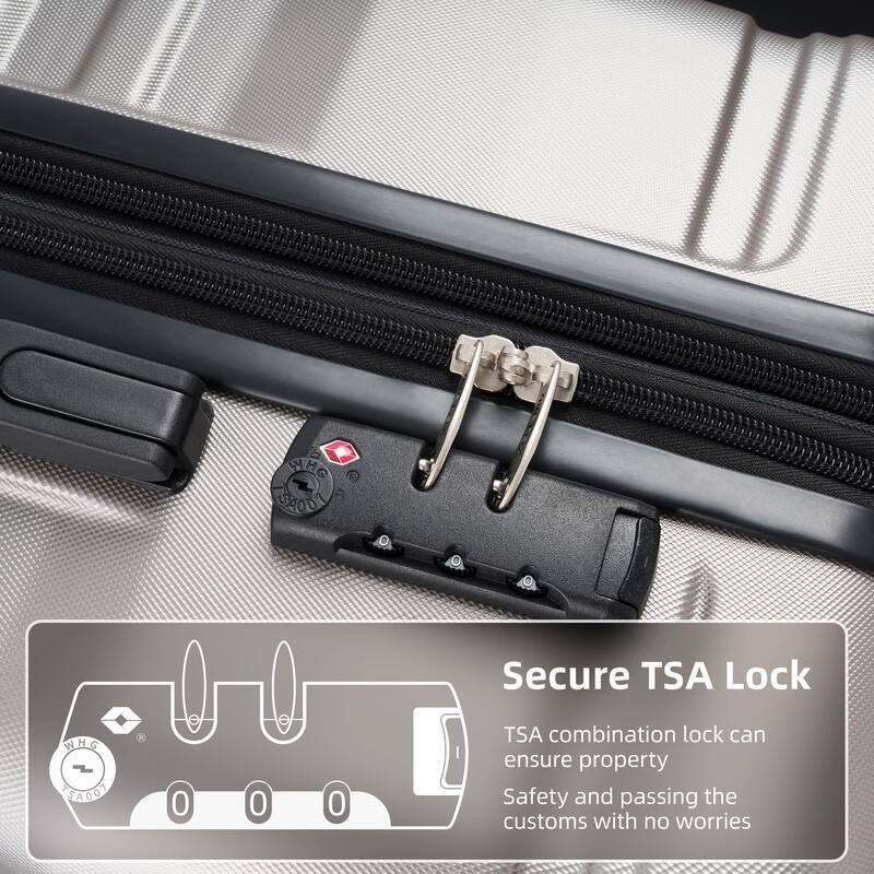 3 Pcs Luggage Set, Expandable ABS Hardshell Suitcases Spinner Wheels with TSA Lock 20''24''28''