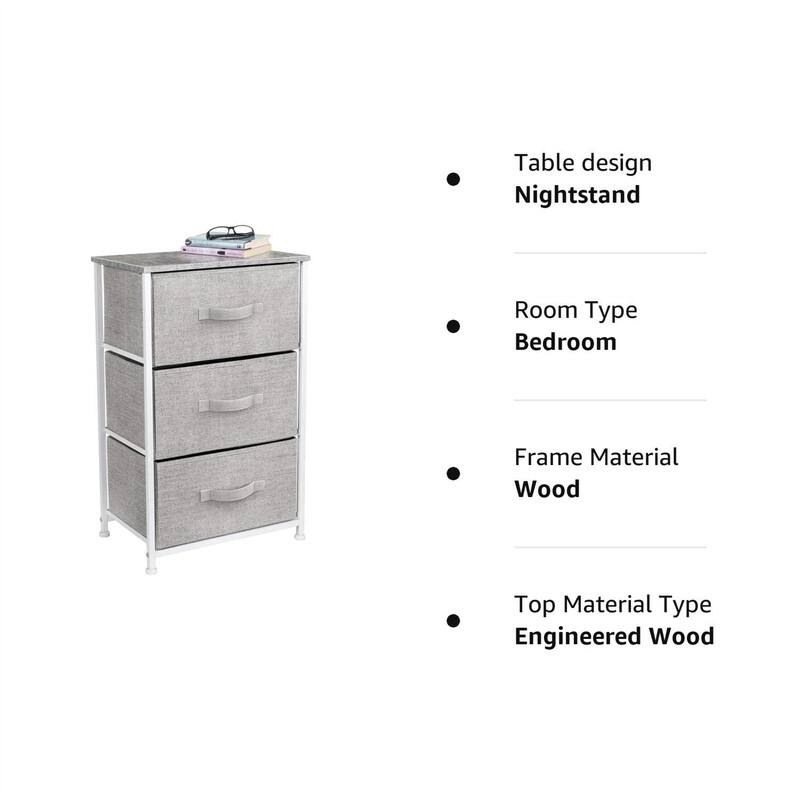 Bedside Furniture & Night Stand End Table Dresser with Steel Frame