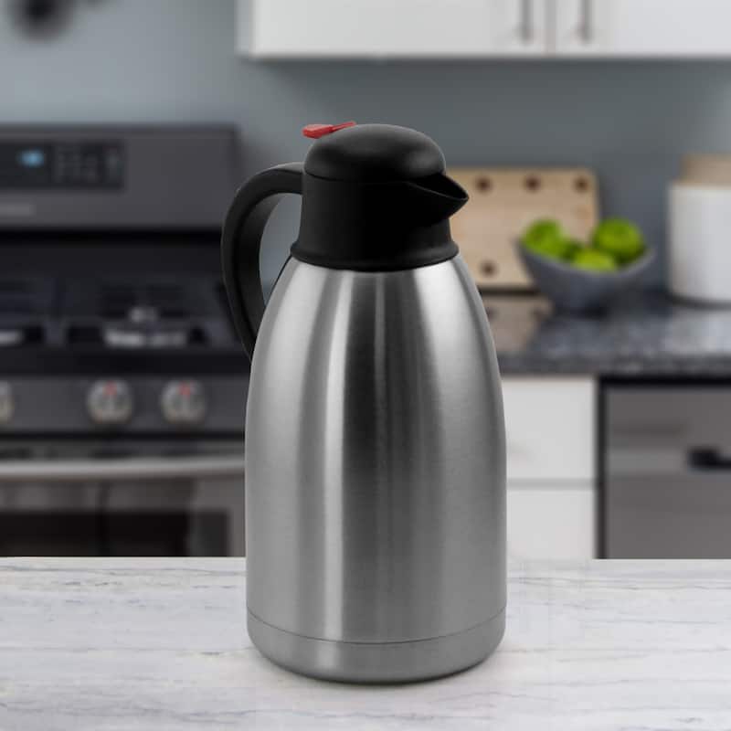 MegaChef 2 Quart Stainless Steel Thermal Beverage Carafe for Coffee and Tea