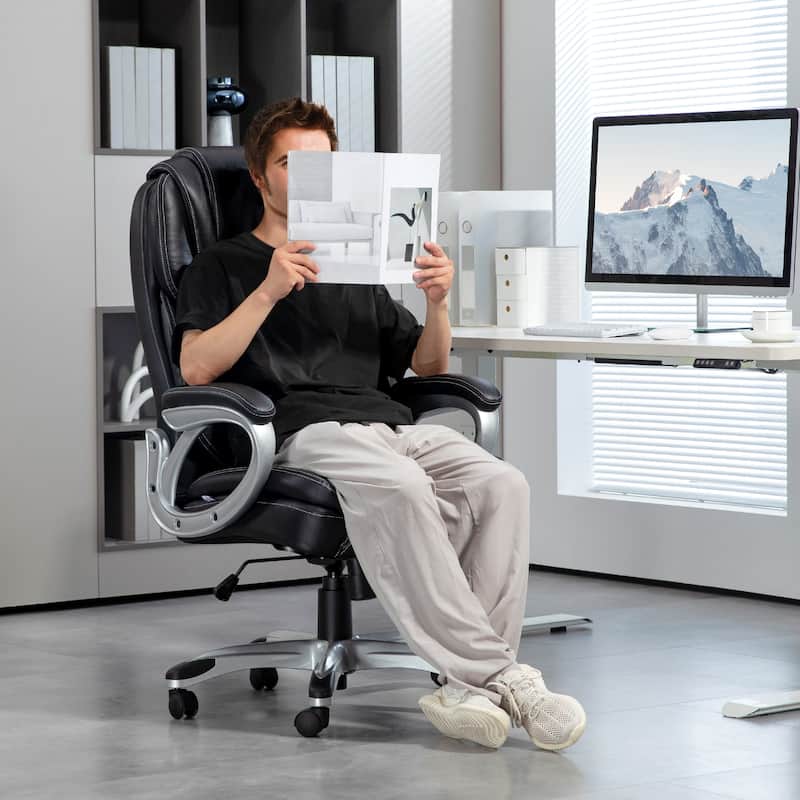 Comfortable Office Chair with Foam Padding Armrest and Adjustable Seat Height for Desk or Home - 26" W x 29.7" D x 45.5" -49" H
