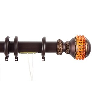 Gemstone Decorative Traverse Rod With Rings 30in 48in Cocoa - 48 x 4 x ...